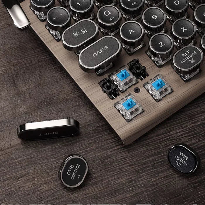 Hot Selling Retro Typewriter Wireless Keyboard RGB Mechanical Keyboard Mobile Phone Tablet Stand Keyboard