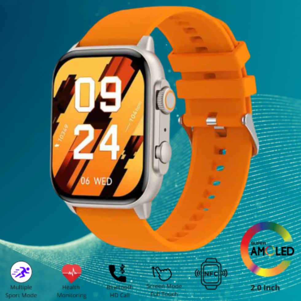 Smartwatch multifuncional com chamadas Bluetooth, monitor de ritmo cardíaco e IP67.